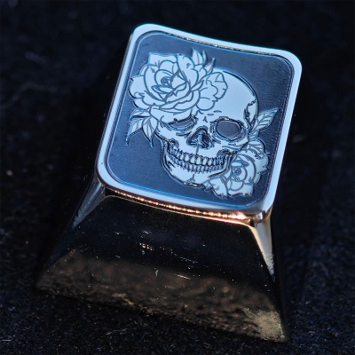 1U Titanium Alloy Artisan Keycaps for Mechanical Keyboard Personalized Keycaps -Skeleton Rose